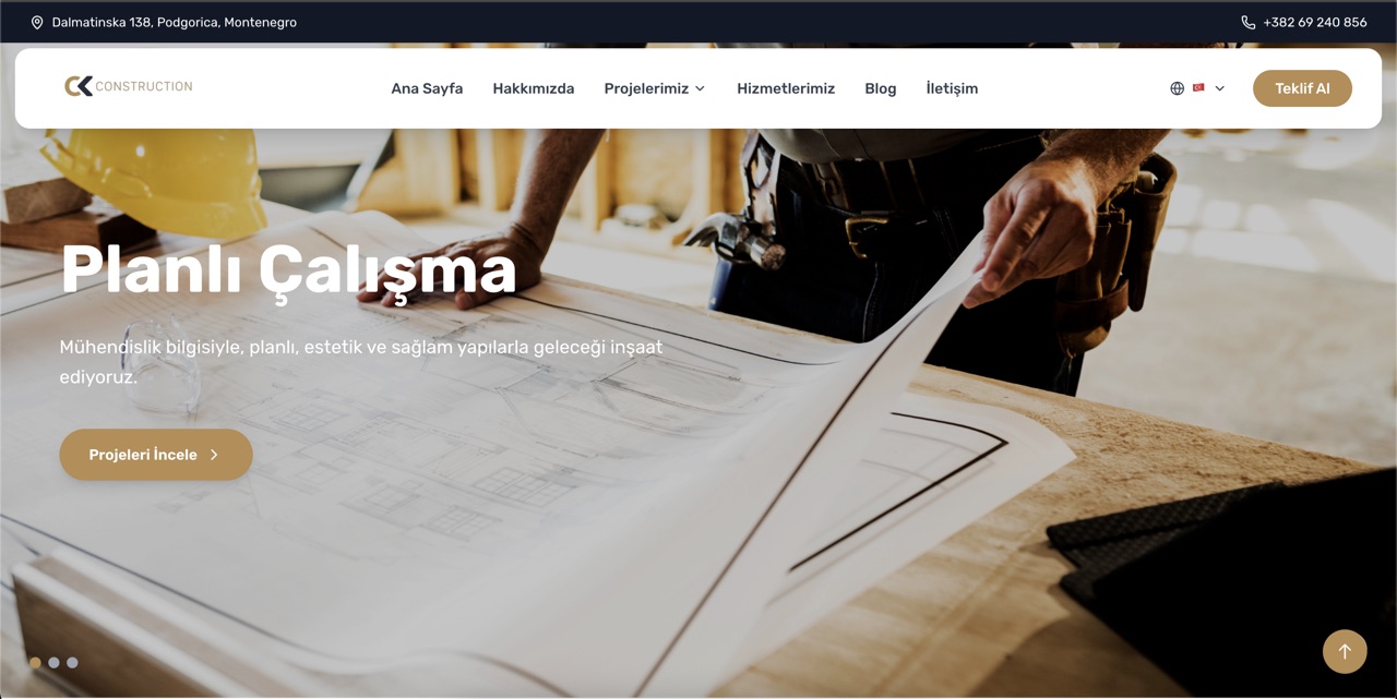 Anteprima del sito CK Construction